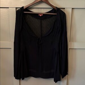 Chan Luu Black Sheer Long Sleeve Blouse